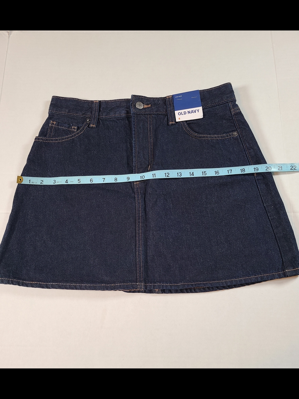 Old Navy Womens 6 Dark Blue Classic Cotton Denim A-Line Mini Skirt High Rise - Picture 7 of 8